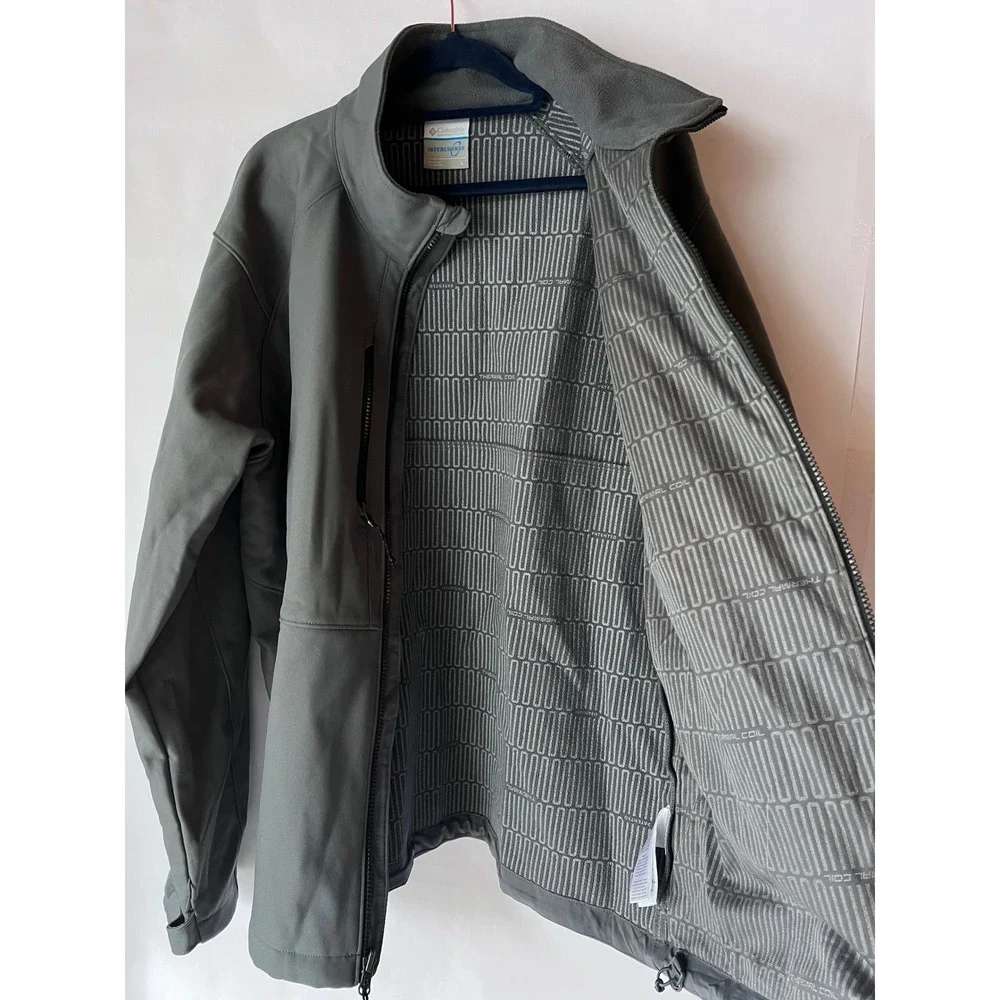Columbia‎ Mens Interchange Jacket Full Zip Thermal Coil Softshell Gray